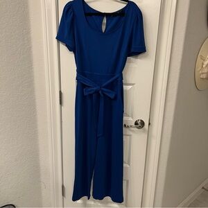 New York & Company Blue Puff Sleeve Midi Dress